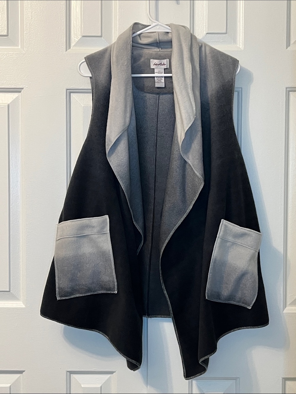 Le Moda Gray Faux Fur Vest Fleece‎ Pockets Size S-L